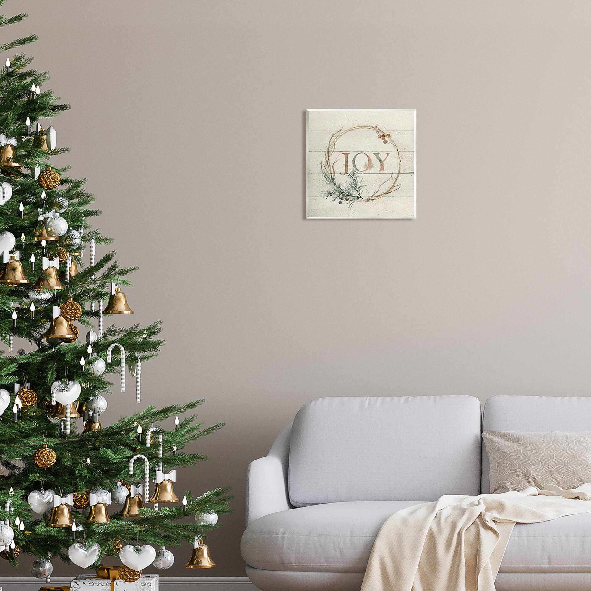 Stupell Industries Seasonal Winter Joy Wreath Wall Plaque Art